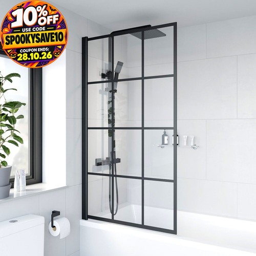 Bath shower screen black grid - screen,