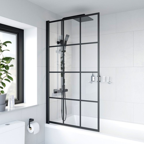 Bath shower screen black - bath,